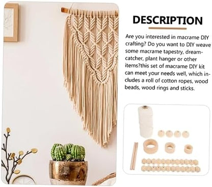 JECOMPRIS 1 Set DIY Macrame Kit for Beginners and Adults Complete Wall Art Decoration Woven Craft for Tapestry Plant Hangers and More Versatile DIY Accessories with Beads and Rings - Image 5