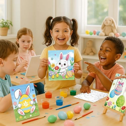 Nuberlic 10Pcs Easter Pre Drawn Canvas to Paint for Kids Girls Boys Painter Teen Adults Happy Easter Bunny Chick Egg Hunt Spring Holiday Painting Kits Pre Stretched Canvas Outline Boards 8x10 inch - Image 7