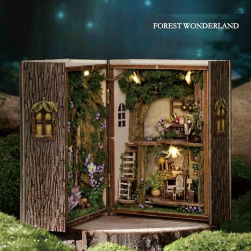 Mini 3D Wooden Doll House Craft Model with LED,DIY Miniature and Furniture Dollhouse Kit,Creative Room Idea for Valentine's Day Birthday Gift (Forest Wonderland) - Image 6