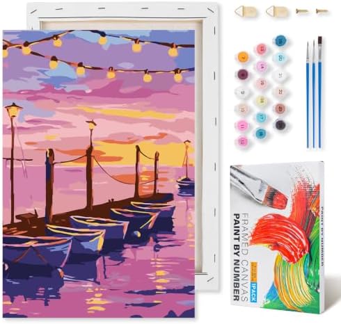 Kalonyth Boat Framed Paint by Numbers Kit for Adults Beginner 8x12 inch by Kalonyth
