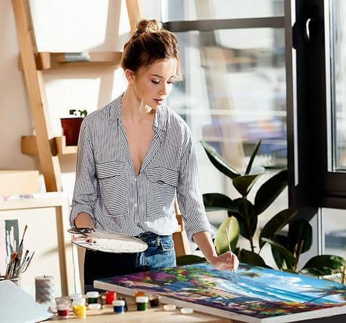 NEGEKFKX 2 Pack Beach Paint by Numbers Kit for Adults Beginner,Easy Adult Paint by Number Kits on Canvas DIY Painting for Beginners Art by Numbers for Home Wall Decor 16x12 Inch - Image 3