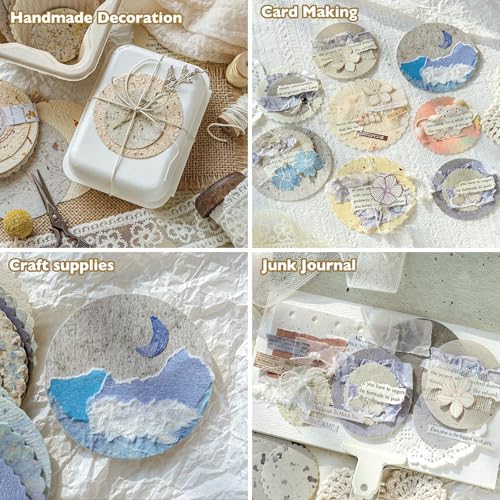 300Pcs Textured Scrapbook Supplies Kit, Round Edge Embossed Rice Paper - Image 5