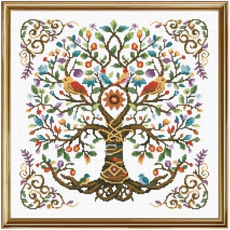 FREEBLOSS 11CT Cross Stitch Kits with Tree of Life Pattern 17.7x17.7in by FreeandCreativeCraftsArt