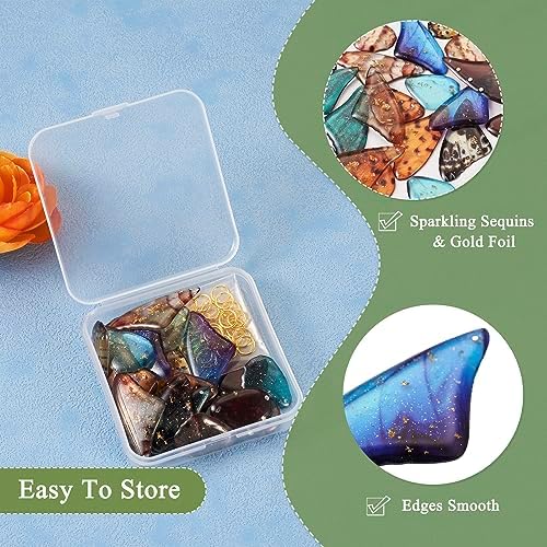 FASHEWELRY 24Pcs Resin Butterfly Wing Charms Insects Wing Charms 6 Colors Fairy Feather Pendants with Jump Rings Earring Hooks for Crafts Jewelry Making - Image 5