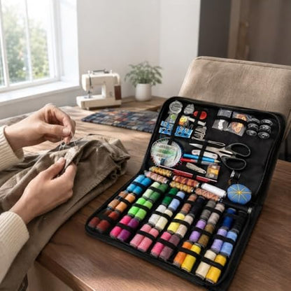 Huacan Portable Sewing Kit for Adults Beginners, 202PCS Complete Sewing Supplies with Color Threads, Tailor Scissors, Needles, Buttons, Travel Emergency Hand Sewing Set - Image 7