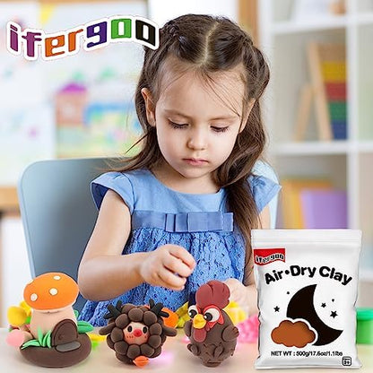 ifergoo 500g Brown Air Dry Clay, 1.1LBS DIY Creative Modeling Clay for Kids - Image 6