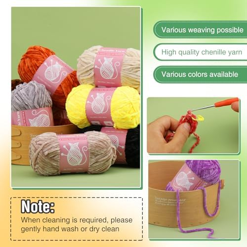 LUNARM Chenille Yarn for Crochet Knitting Chunky Blanket Velvet Yarn - Image 6