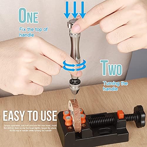 LEOBRO Hand Drill, Steel Pin Vise with 10 PCS Small Drill Bits (0.8 mm-3 mm), for Resin, Wood, Clay, DIY Crafts Keychains Jewelry Making - Image 5