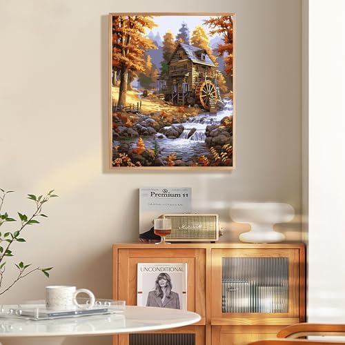 Fountor Fall Landscape Paint by Numbers Kit for Adults Beginner 16x20 Inch - Image 2