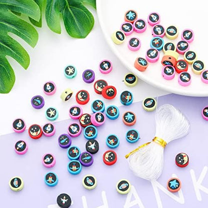 100pcs Outer Space Polymer Clay 10mm Spacer Beads for Women Jewelry Making DIY Bracelet Necklace Hair Clip (Outer Space) - Image 3