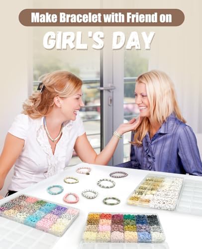 ClaBead 14000 Pcs Clay Beads Bracelet Making Kit for Adults, 3 Boxes 48 Colors Clay Beads for Bracelets Making, Jewelry Making Kits with Letter Beads for Girls 13-15, Friendship Bracelet Kit for Women - Image 2