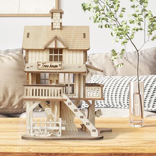 3D Wooden Puzzle for Adults, Creative Treehouse Design Model Kit - Image 7