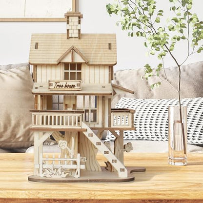 3D Wooden Puzzle for Adults, Creative Treehouse Design Model Kit - Image 7