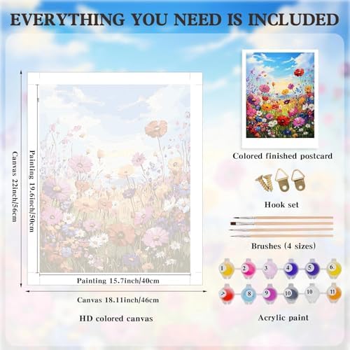 Alptiny Wild Flowers Paint by Numbers Kit for Adults Beginner, Colorful Floral Landscape Paint by Number Kits on Canvas, DIY Flower Oil Painting Kit for Relaxation & Home Decor, 16x20 Inch - Image 5