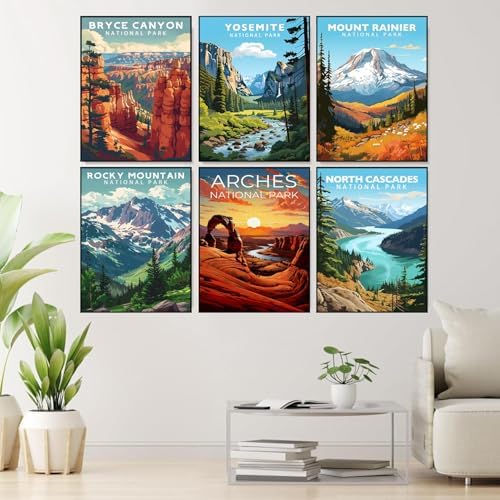 AOSGEDY 6 Pack Paint by Numbers Kit for Adults Beginner, National Park Adult Paint by Number Kits on Canvas Without Frame, DIY Landscape Painting with Numbers Craft for Home Decor 10x14 Inch - Image 4