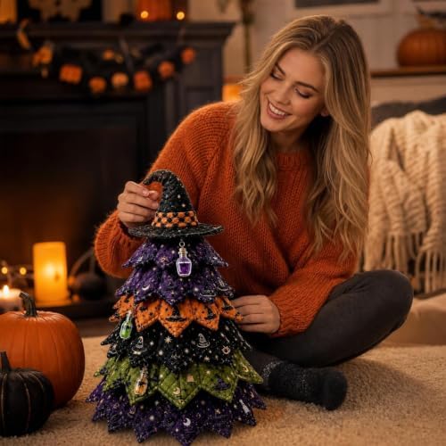 Quilted Christmas Tree Kit – Pre-Cut Fabric & Foam Cone DIY Tabletop Decoration with Tree Topper, No-Sew Holiday Craft Kit for Adults & Kids, Christmas Tree Decorations for Home, Party & Gifts (set7) - Image 7