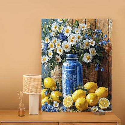 DOTSTART Paint by Numbers Kit for Adults,Lemons and Daisies Paint by Number for Adults,Acrylic Adults' Paint-by-Number Kits, DIY Easy Paint by Number Adult Canvas for Home Art Decor, 15.75X19.69 inch - Image 4