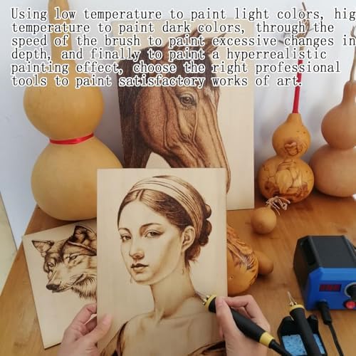 Professional Pyrography Machine, Pyrography Wood Burning Tool Set, with Detachable Wood Burning Pen, Adjustable Temperature, for DIY Engraving Craft Wood Pumpkin Caving - Image 2