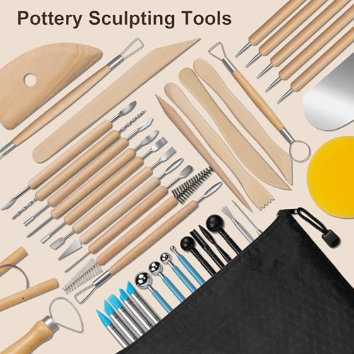 Amrules 43 Pcs Polymer Clay Sculpting Tools Kit for Adults, Light Yellow - Image 6
