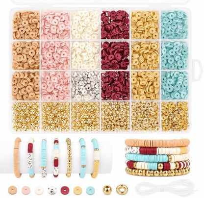 Believo Polymer Clay Beads Kit for DIY Jewelry – with Elastic Cord, Spacer Beads, Colorful Flat Heishi Beads – Ideal for Bracelet & Necklace Making (Macarons) by Unknown