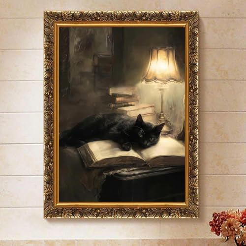 Black Cat Paint by Numbers Kit for Adults Framed Canvas, Frameworkless - Image 5