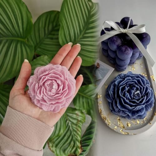 2 Pack 3.14 inch Peony Candle Molds Set - Large & Medium 2.55inch Silicone Mold for Soap Candle Making, 3D Flower Reusable Silicone Molds(Peony 2 Pack) - Image 4