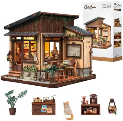 Cutebee LED Book Nook Kit, DIY Miniature House Kits Coffee Shop by CUTEBEE