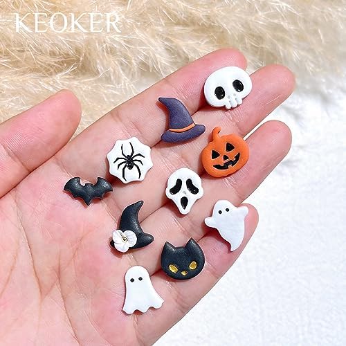 KEOKER Halloween Polymer Clay Cutters - 10 Shapes for Jewelry, Earrings, Pumpkin - Studs Included - Image 5
