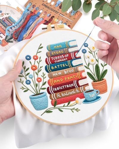ERKOON Embroidery Kit for Beginners Adult, Cross Stitch Set Include Embroidery Cloth Hoops Threads for Craft Lover Hand Stitch with Embroidery Skill Techniques (Books) - Image 5
