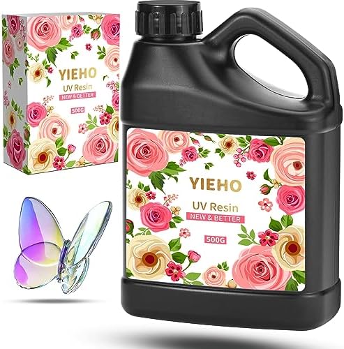 YIEHO UV Resin 500g -Bulk Upgraded Crystal Clear Hard UV Fast Curing Epoxy Resin Supplies for Craft Jewelry Making by YIEHO