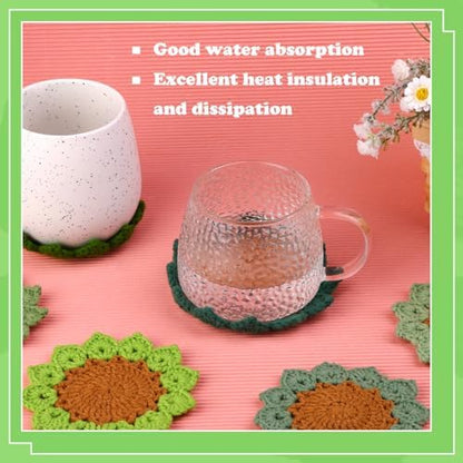 FTEVEN Crochet Kit for Beginners, 6PCS Coasters Crochet Starter Kit Plant - Image 5
