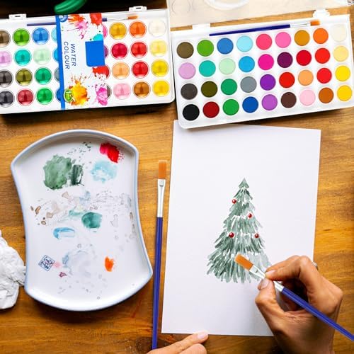 Nuanchu Gifts Bulk Watercolor Paint Washable Watercolor Paint Kits Palette and Brushes Portable Water Color Supplies for Adults, Beginners Artists Graduation Gift(6 Pack,36 Colors) - Image 4