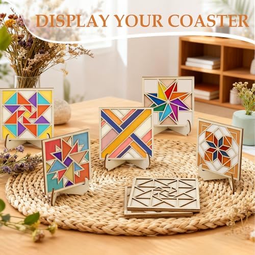 CollectHall Wooden Coasters Painting Kit with Wood Stand - Image 2