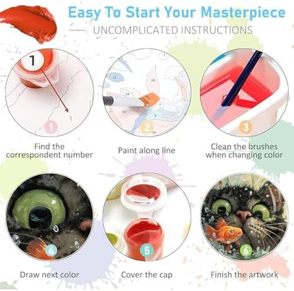 Cat Fish Funny Paint by Numbers Kit for Adults Canvas, Frameworkless - Image 6