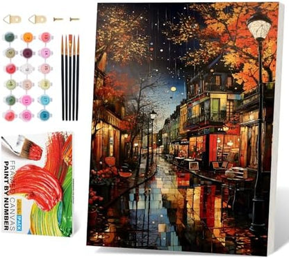 PRASIO Framed Paint by Numbers Kit for Adults Beginner, Landscape Adult Paint by Number Kits on Canvas Framed, DIY Acrylic Watercolor Oil Paint by Numbers with Frame for Gift Home Decor 16x20 Inch by Unknown