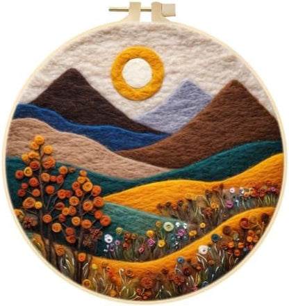 Wool Felt Painting Needle Felting Kit for Beginner Adult Flowers Landscape by Eforcase