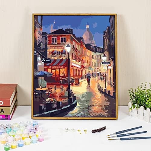 QUITEDEW Paint by Number Kits for Adults,City Paint by Number Adult,Street Scenery Painting by Numbers,Night View Oil Painting Suitable for Home Wall Decoration 16x20 Inch - Image 3