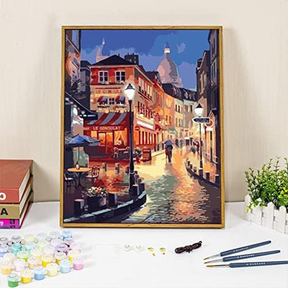 QUITEDEW Paint by Number Kits for Adults,City Paint by Number Adult,Street Scenery Painting by Numbers,Night View Oil Painting Suitable for Home Wall Decoration 16x20 Inch - Image 3