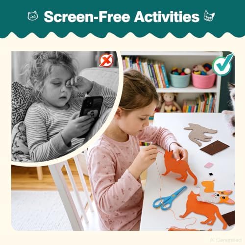 CiyvoLyeen Puppy Cat Sewing Kit for Kids – Fun Kitten Plush Toy Sewing for Girls & Boys – DIY Felt Dog Craft Gift Set Ages 7 8 9 10 11 12 - Image 5