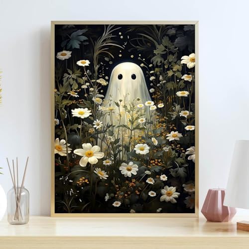 Halloween Stamped Cross Stitch Kits for Beginners Adults - Ghosts and Flowers Counted Cross Stitch Kits Needlepoint Cross-Stitch Patterns Dimensions Needlecrafts Embroidery Kits Arts and Crafts - Image 6