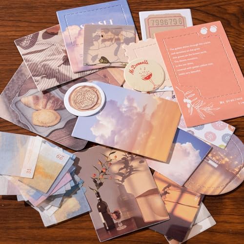 YagCu Aesthetic Scrapbook Kit, Sunset Junk Journal Supplies, Vintage Journaling and Scrapbooking Set, Bullet Journals Materials, Large Collection for Women Adults Beginners, Arts Craft - Image 6