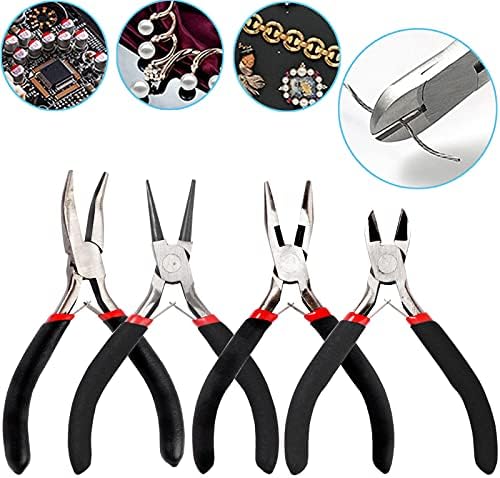 URSKYTOUS 4Pcs Jewelry Pliers Set Jewelry Making Pliers Tools Kit Include Jewelry Making Needle Nose Chain Nose Round Bent Pliers Wire Cutter for Bracelet Beading Craft Jewelry Making Supplies (Black) - Image 3