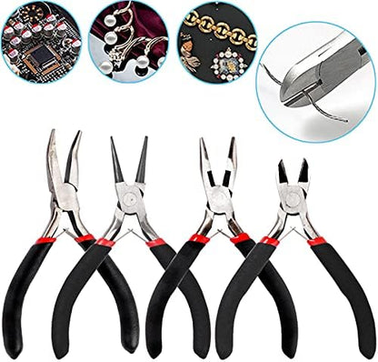 URSKYTOUS 4Pcs Jewelry Pliers Set Jewelry Making Pliers Tools Kit Include Jewelry Making Needle Nose Chain Nose Round Bent Pliers Wire Cutter for Bracelet Beading Craft Jewelry Making Supplies (Black) - Image 3