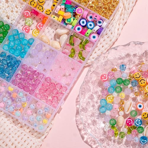 Goldwise Friendship Bracelet Kit - 4 Boxes, 48 Colors Clay & 4mm Seed Beads, Letter Beads, Charms for Jewelry & Bracelet Making for Gifts & Parties - Image 3