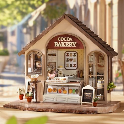 MAGQOO DIY Miniature Dollhouse Kit with Furniture Creative Room Mini Wooden Doll House Accessories DIY Miniature House Kit (Leisurely Joy Bakery) - Image 3