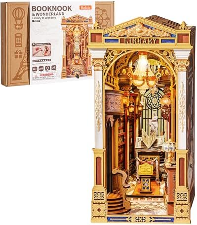 Rolife Book Nook Kit Baroque Library Snap-Fit 3D Wooden Puzzles for Adults by Rolife