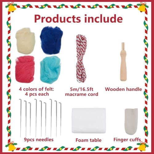 INFUNLY 3 Set Baubles Needle Felting Kit for Beginners Round Balls Wool Needle Felt Kit with Instruction Christmas DIY Wool Felting Kits with Felted Mat Needles Supplies for Xmas Ornaments Gift - Image 2