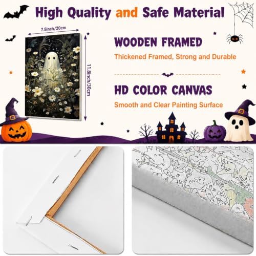 SUJINMEI 2 Pack Halloween Paint by Numbers Kit for Adults (Ghost, 8x12inch) - Image 2