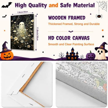SUJINMEI 2 Pack Halloween Paint by Numbers Kit for Adults (Ghost, 8x12inch) - Image 2