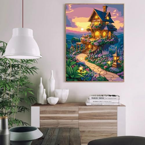 VIGEGU House Paint by Numbers Kit for Adults Beginner,Easy Adult Paint by Number Kits on Canvas DIY Painting for Beginners Art by Numbers for Home Wall Decor 16x20 Inch - Image 3